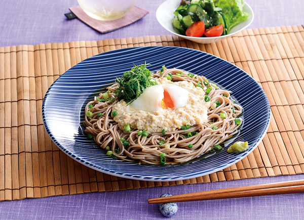 よせ豆腐と納豆でとろろ納豆風そば