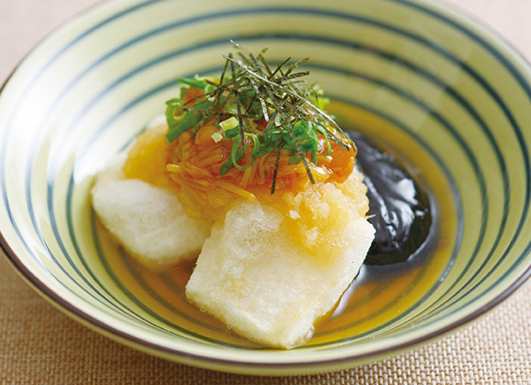 餅の揚げ出し　なめ茸おろし添え