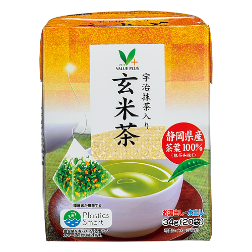 宇治抹茶入り玄米茶｜Vマーク：信頼の生活ブランド｜株式会社八社会