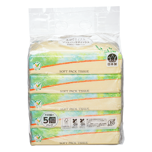 エコリサイクル ソフトパックティッシュ｜Vマーク：信頼の生活ブランド