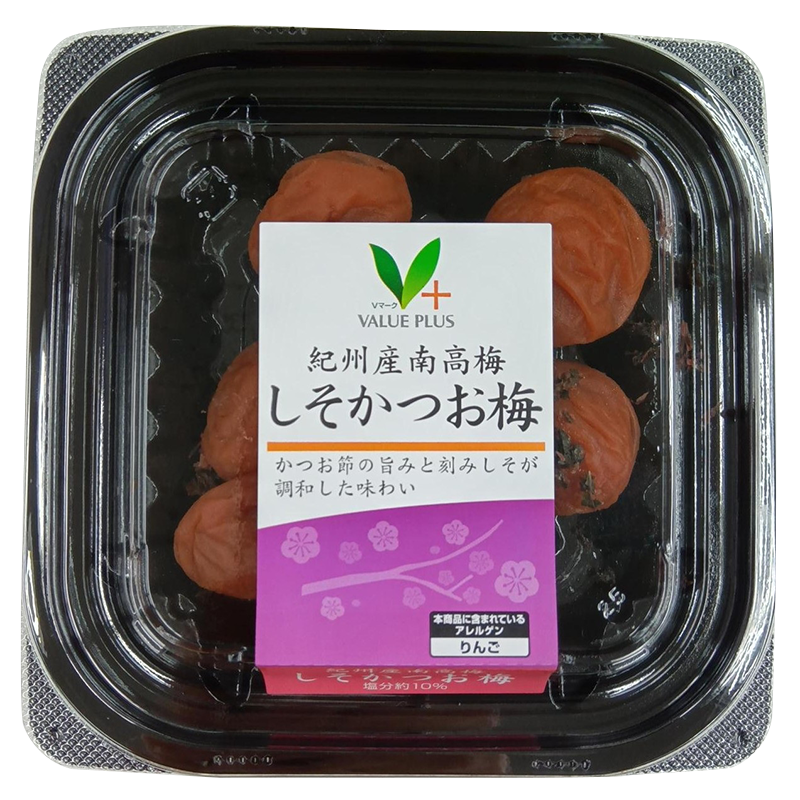 梅05ページ 紀州産南高梅 しそかつお梅｜Vマーク：信頼の生活ブランド｜株式会社八社会